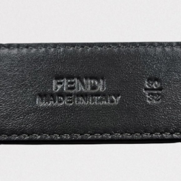 Fendi FF Black Leather with Polished Brass Buckle